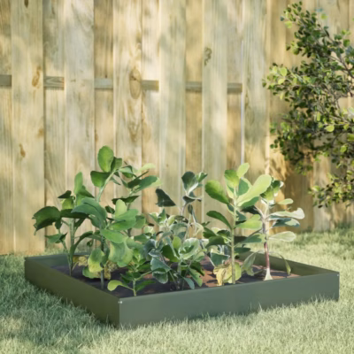 Kõrgendatud terasest taimelava, oliiviroheline, 100 x 100 x 26 cm