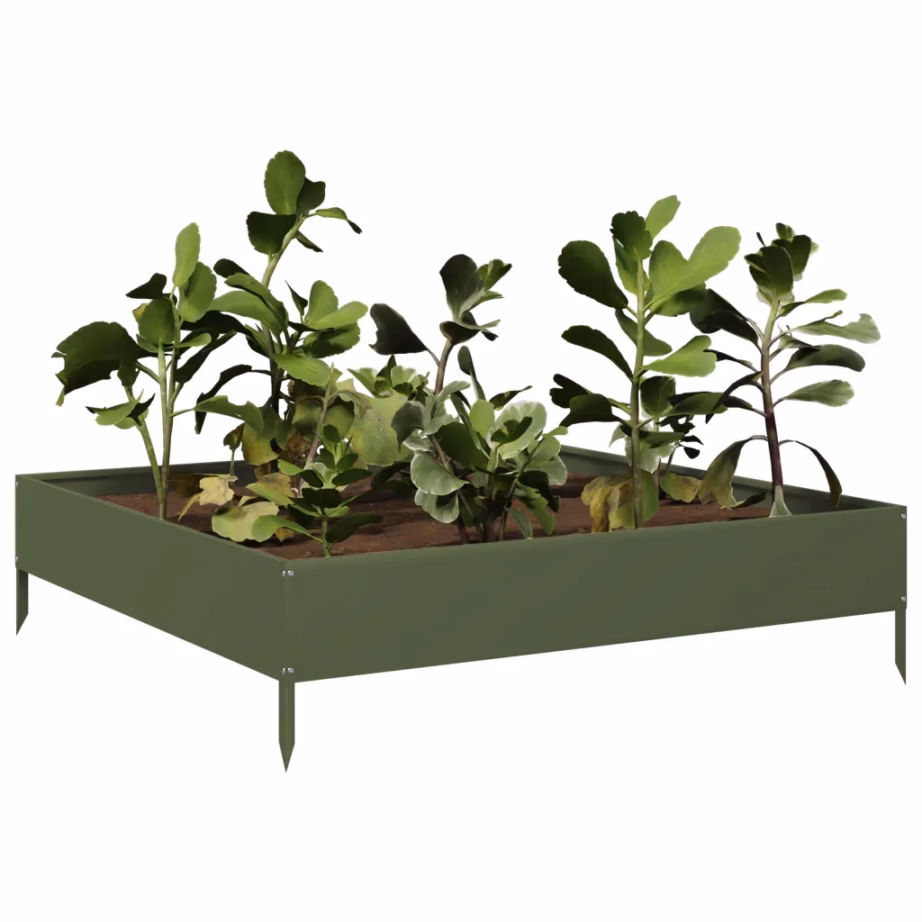 Kõrgendatud terasest taimelava, oliiviroheline, 100 x 100 x 26 cm – 3