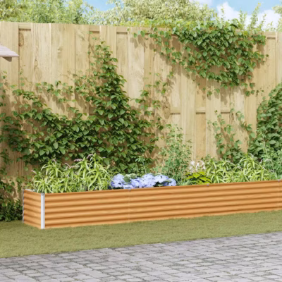 Kõrgendatud aiakast avatud põhjaga, helepruun tsingitud teras, 1164 x 50 x 36 cm