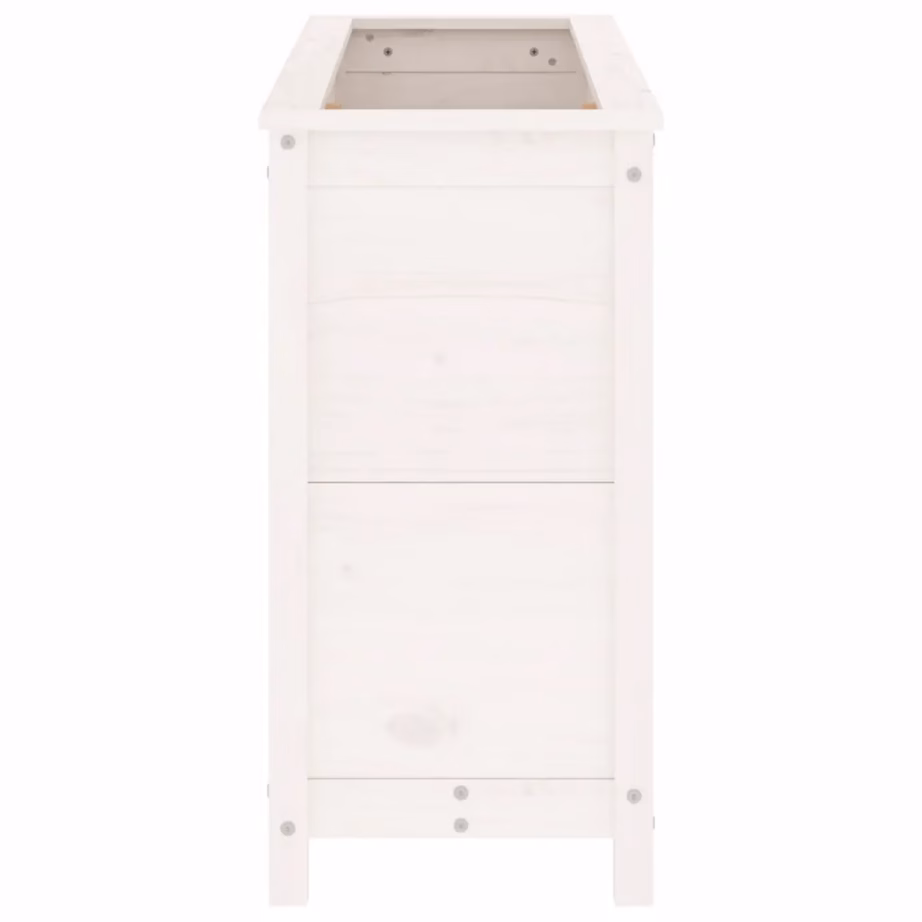 Kõrgendatud aia taimelava, valge männipuidust, 119,5 x 40 x 78 cm – 5