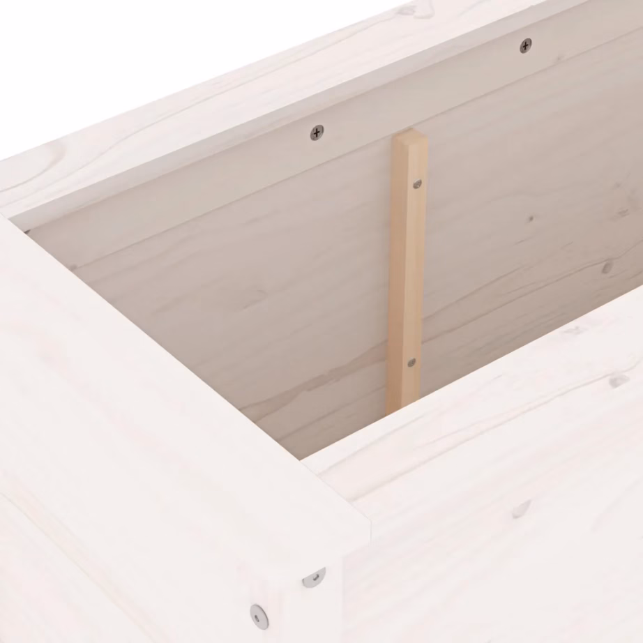 Kõrgendatud aia taimelava, valge männipuidust, 119,5 x 40 x 78 cm – 7