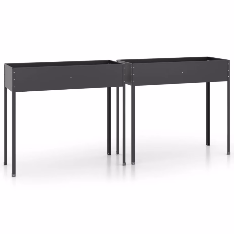 Kõrgete jalgadega aia taimekastid, 2 tk, antratsiithall tsingitud teras, 100,5 x 40,5 x 90 cm – 2