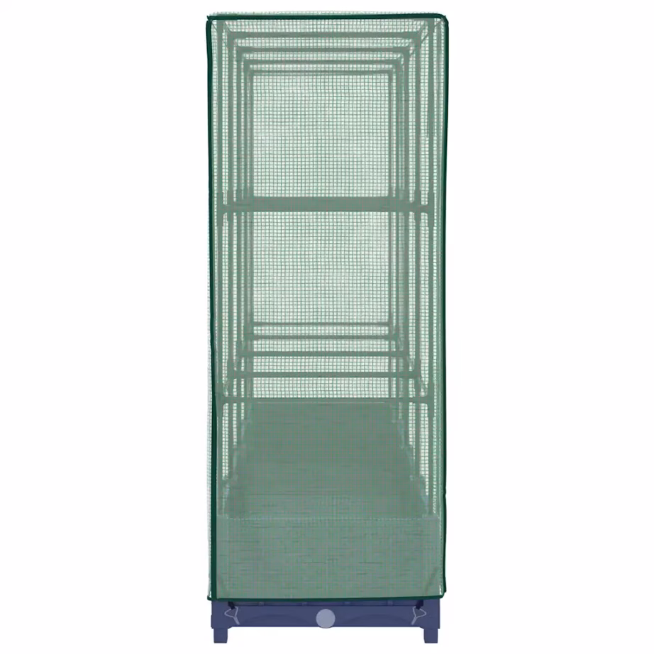 Kõrgpeenar kasvuhoone kattega, rotangi imitatsioon, sinakashall PP, 160 x 40 x 123 cm – 5