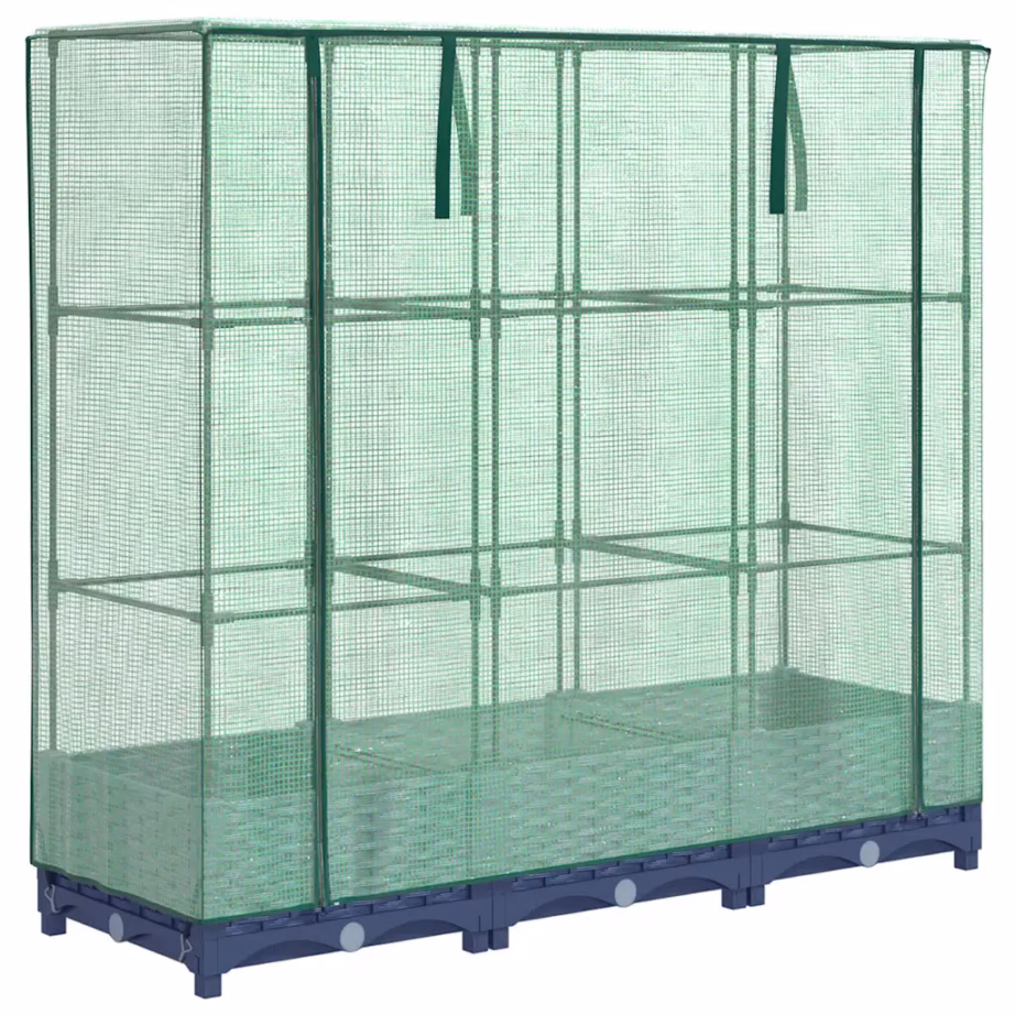 Kõrgpeenar kasvuhoonekattega, rotangi imitatsioon, sinakashall, 120 x 40 x 123 cm – 2