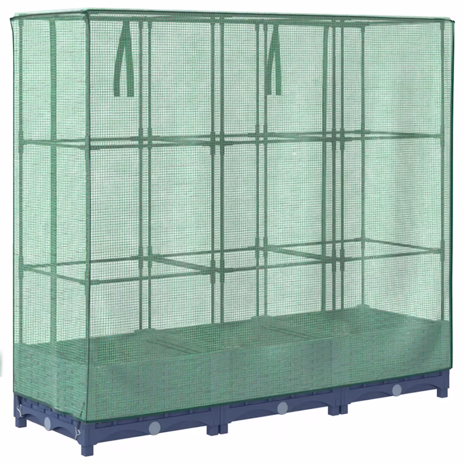 Kõrgpeenar kasvuhoonekattega, rotangi imitatsioon, sinakashall, 120 x 40 x 123 cm – 6