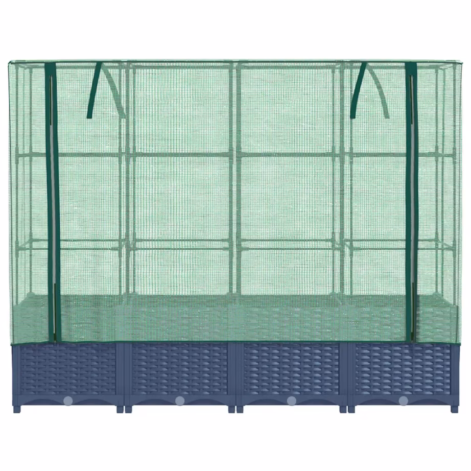 Kasvuhoonekatte ja rotangi imitatsiooniga kõrgpeenar, sinakashall, 160 x 40 x 138 cm – 4