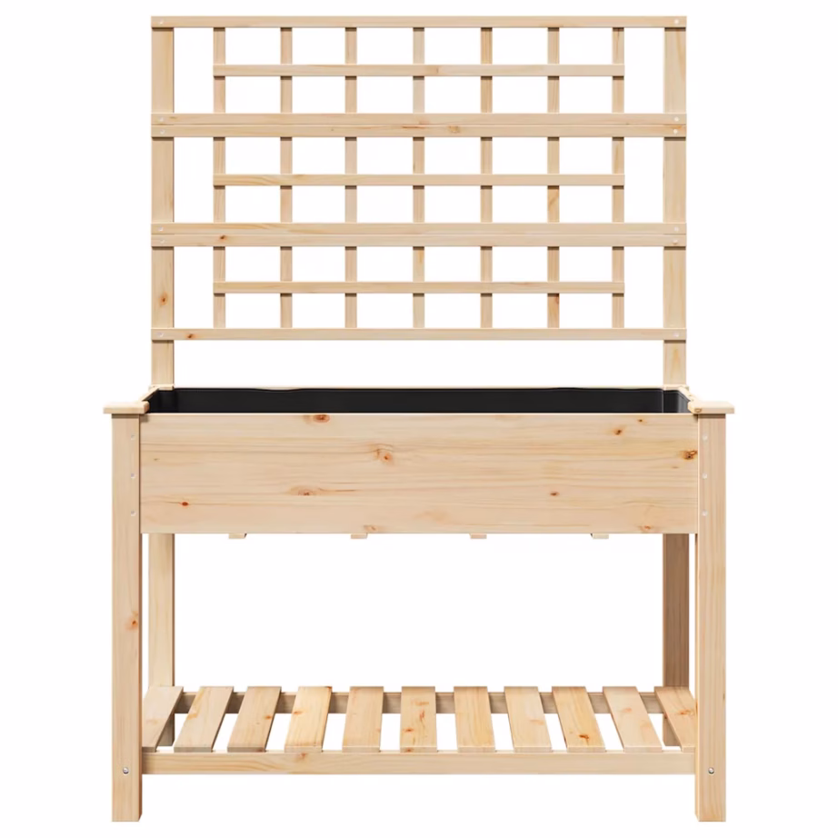 Beež kuusepuidust aia istutuskast trellise ja riiuliga, 115 x 60,5 x 153 cm – 5