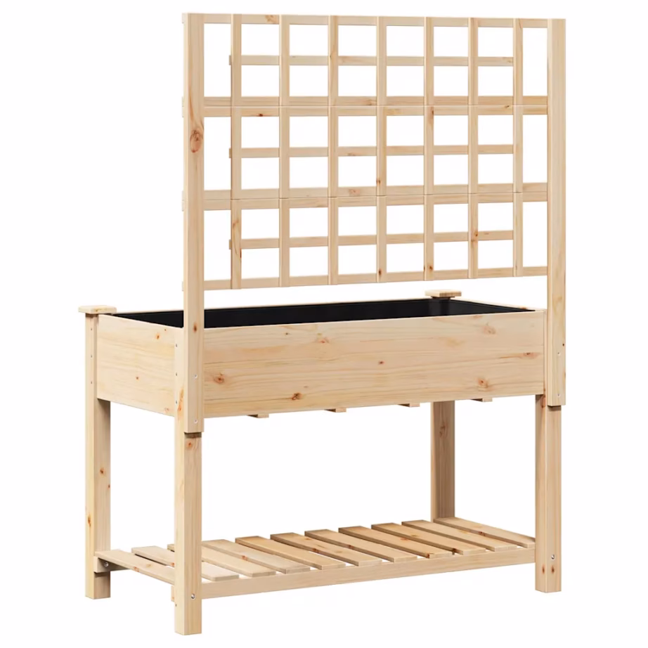 Beež kuusepuidust aia istutuskast trellise ja riiuliga, 115 x 60,5 x 153 cm – 7