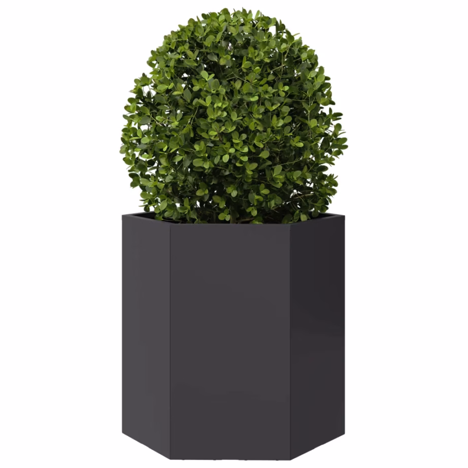 Kuusnurkne aia taimekast ilma põhjata, 2 tk, must teras, 46 x 40 x 45 cm – 5