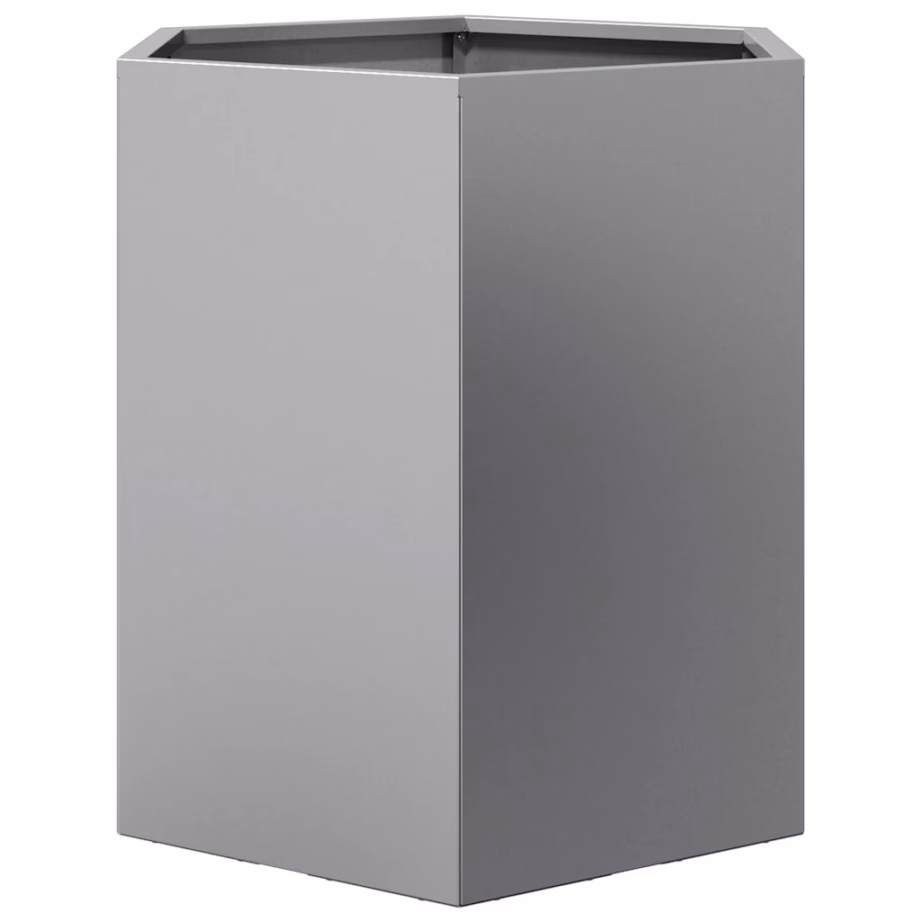 Kuusnurkne aiataimekastide komplekt, 2 tk, hõbedane tsingitud teras, 46 x 40 x 45 cm, ilma põhjata – 7