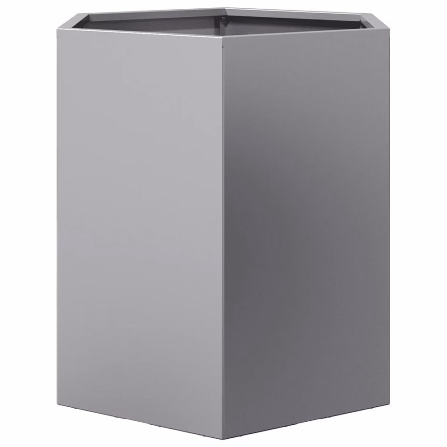 Kuusnurkne aiataimekastide komplekt, 2 tk, hõbedane tsingitud teras, 46 x 40 x 45 cm, ilma põhjata – 8