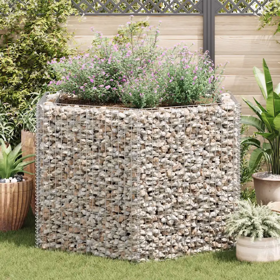 Kuusnurkne gabioon-taimelava, hõbedane tsingitud teras, 160 x 140 x 100 cm – 3