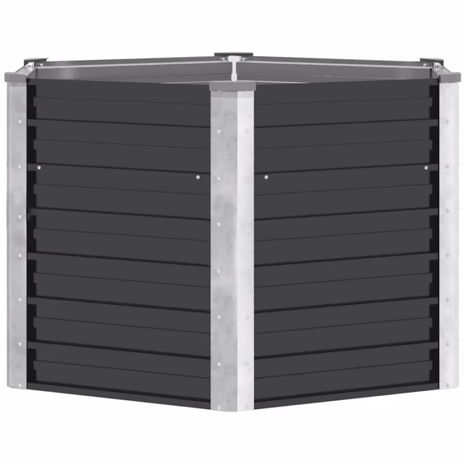 Kuusnurkne metallist taimelava avatud põhjaga, antratsiithall tsingitud teras, 129 x 129 x 77 cm – 2