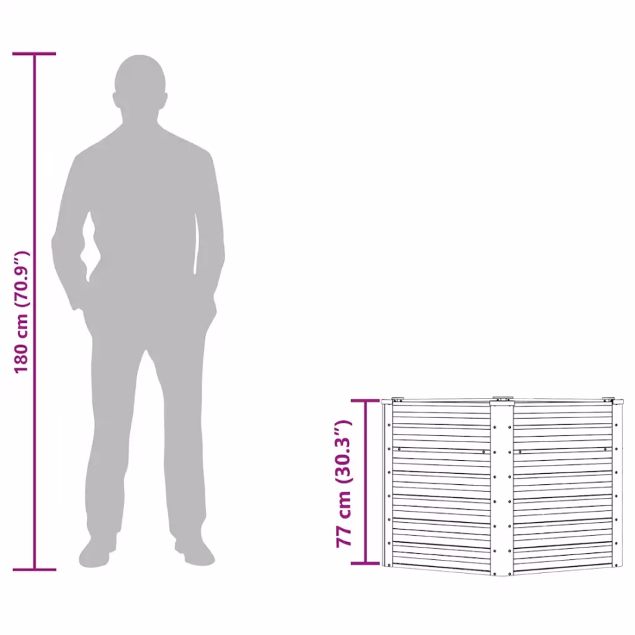 Kuusnurkne metallist taimelava avatud põhjaga, antratsiithall tsingitud teras, 129 x 129 x 77 cm – 11