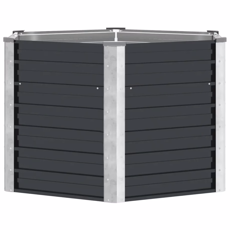 Kuusnurkne metallist taimelava avatud põhjaga, antratsiithall tsingitud teras, 129 x 129 x 77 cm – 5