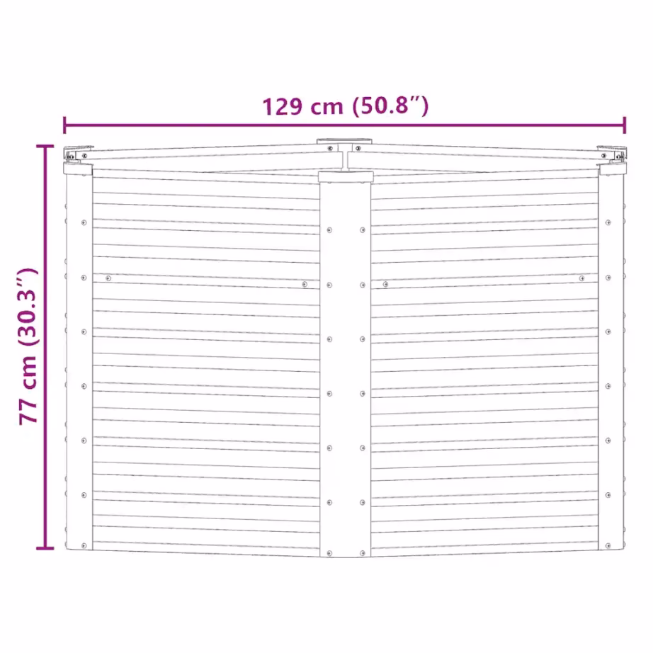 Kuusnurkne metallist taimelava avatud põhjaga, antratsiithall tsingitud teras, 129 x 129 x 77 cm – 10
