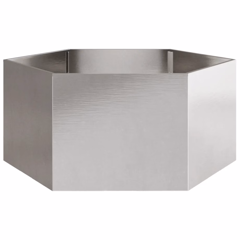 Kuusnurkne roostevabast terasest peenrakast, ilma põhjata, 104 x 90 x 45 cm, hõbedane – 6