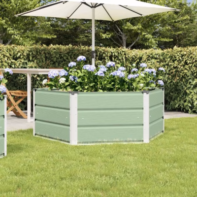 Kuusnurkne terasest taimekast, pastellroheline, 129 x 129 x 45 cm