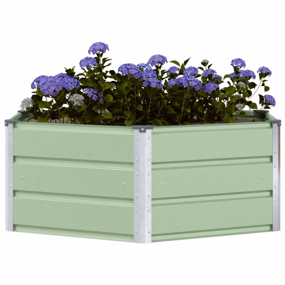 Kuusnurkne terasest taimekast, pastellroheline, 129 x 129 x 45 cm – 3
