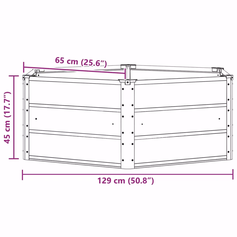 Kuusnurkne terasest taimekast, valge, 129 x 129 x 45 cm – 7