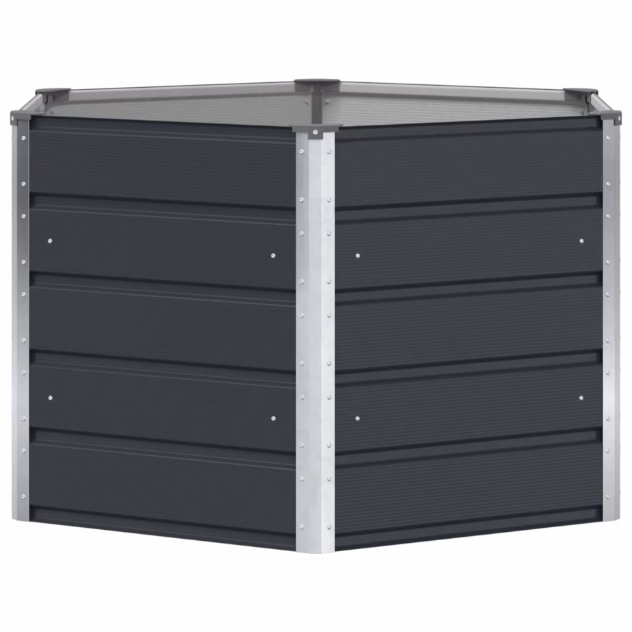 Kuusnurkne terasest taimekast, antratsiit, 129 x 129 x 75 cm – 2