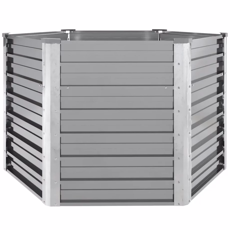 Kuusnurkne tsingitud terasest taimelava avatud põhjaga, hall, 129 x 129 x 77 cm – 3