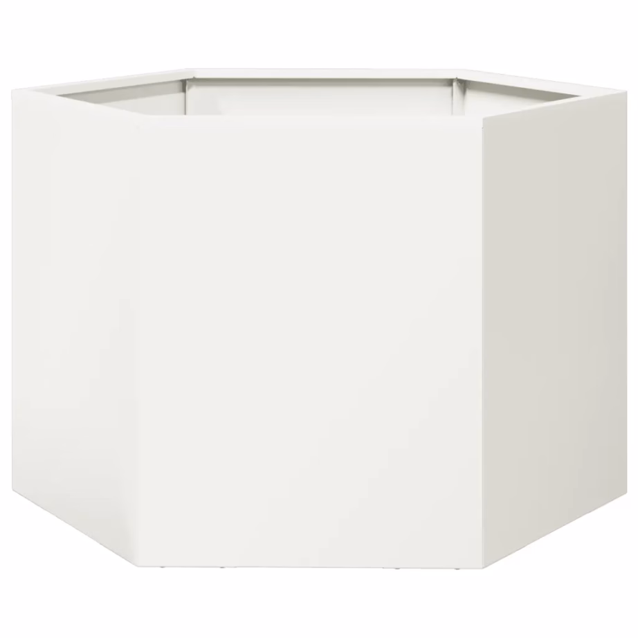 Kuusnurkne aia taimekast, valge teras, 69 x 60 x 45 cm – 2