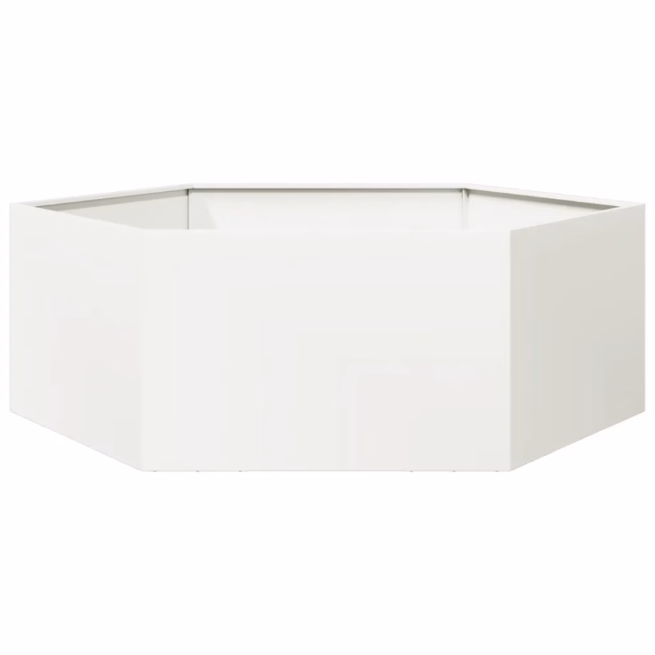 Kuusnurkne terasest aia peenrakast ilma põhjata, valge, 138 x 120 x 45 cm – 2