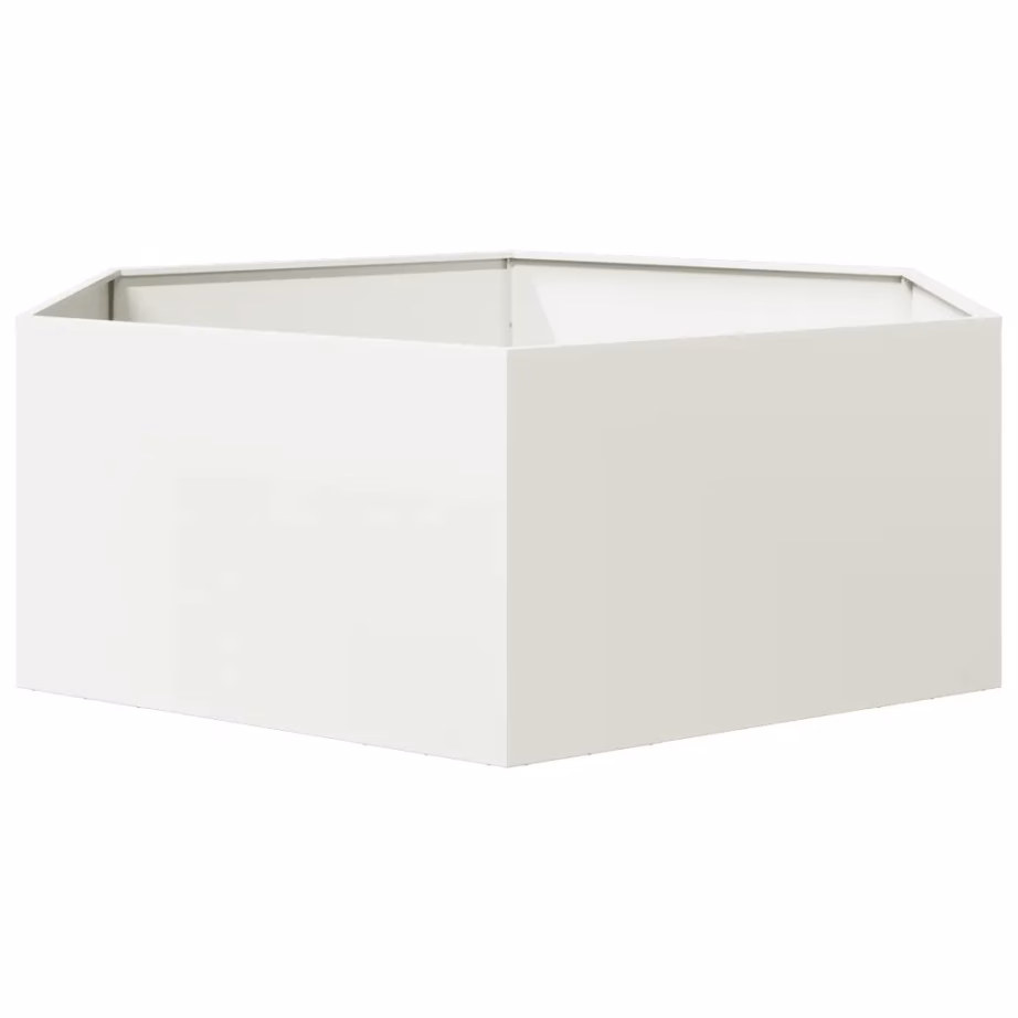 Kuusnurkne terasest aia peenrakast ilma põhjata, valge, 138 x 120 x 45 cm – 4