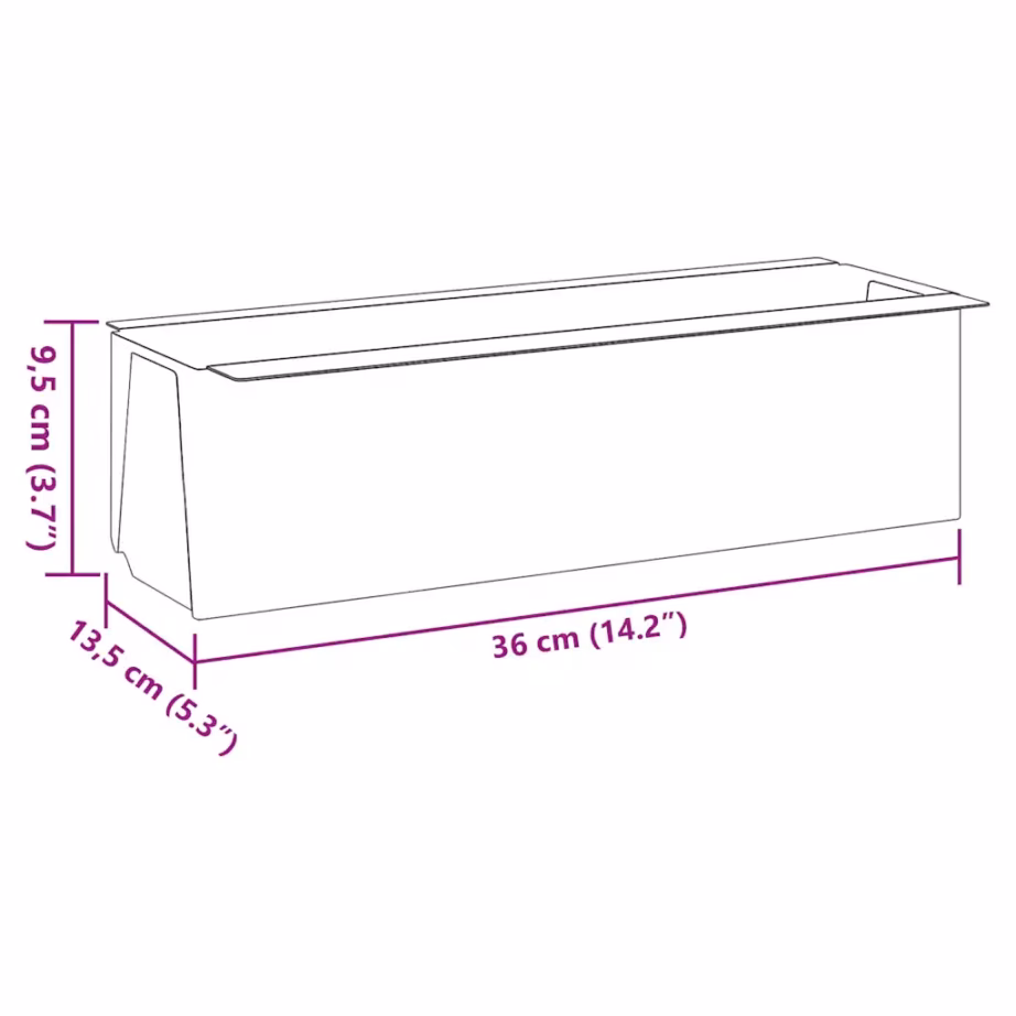 Hallid lillekastid euroalustele, 12 tk, 100% PP, 36 x 13,5 x 9,5 cm – 8