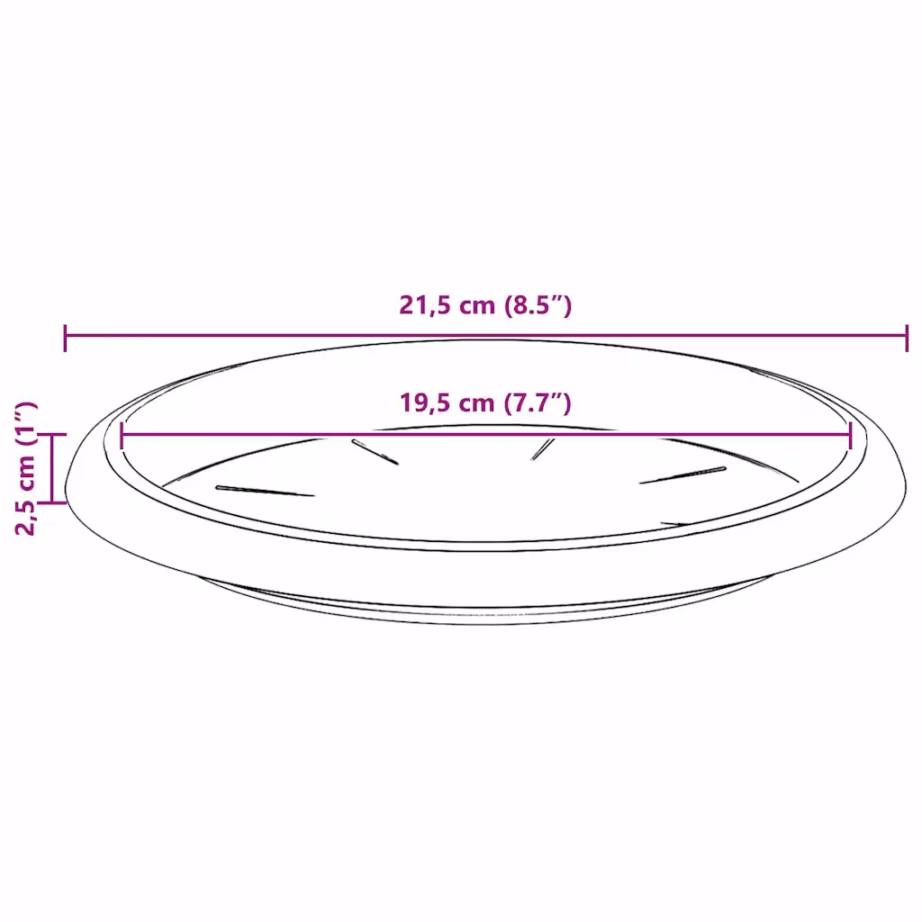 Ümmargune lillepotialus 24 tk, must plastmass, Ø 21,5 x 2,5 cm – 10
