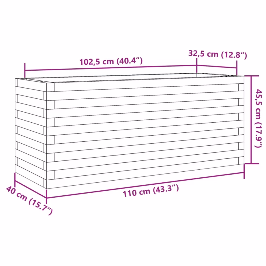 Männipuidust aia taimekast, 110 x 40 x 45,5 cm – 10