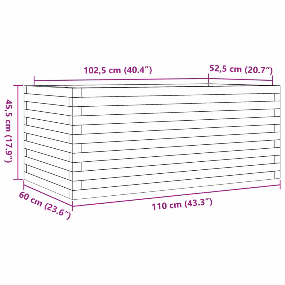 Männipuidust aia taimekast, vahapruun, 110 x 60 x 45,5 cm – 10
