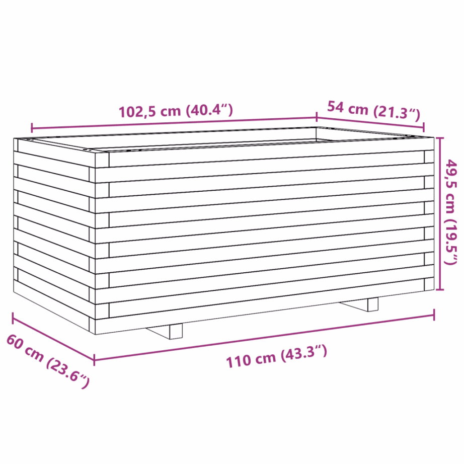 Aia taimekast, vahapruun männipuidust, 110 x 60 x 49,5 cm – 10
