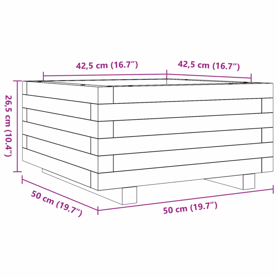 Aia taimekast männipuidust, vahapruun, 50 x 50 x 26,5 cm – 10