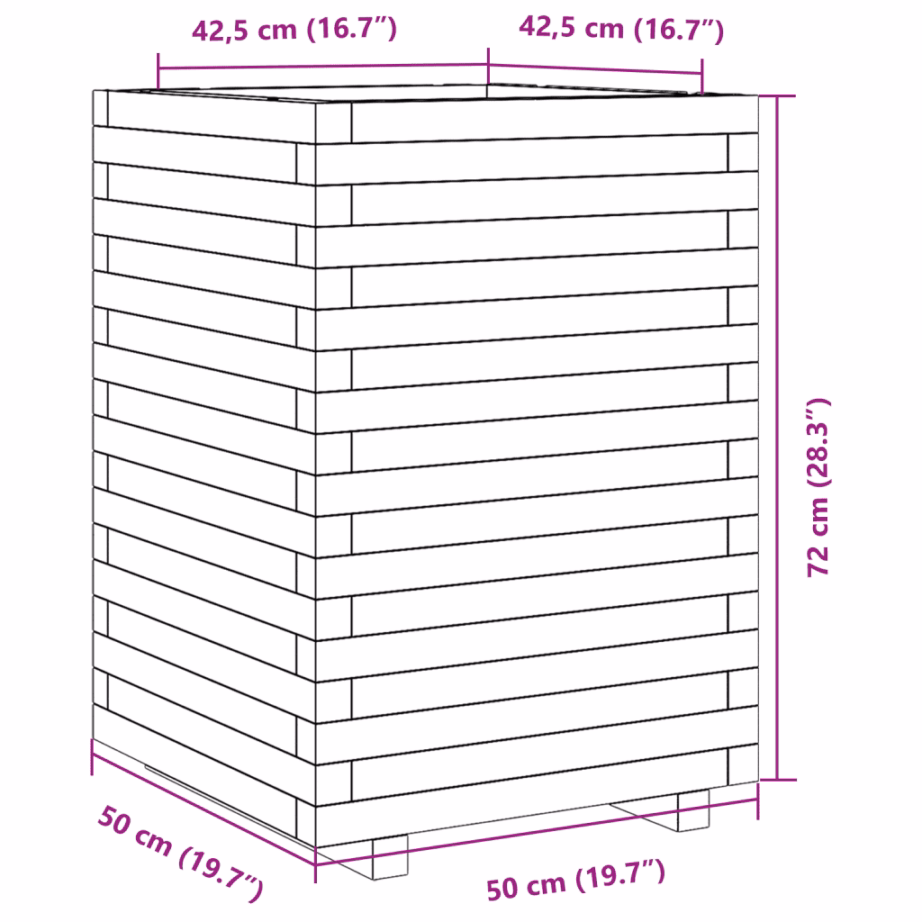 Männipuidust aia taimekast, vahapruun, 50 x 50 x 72 cm – 10