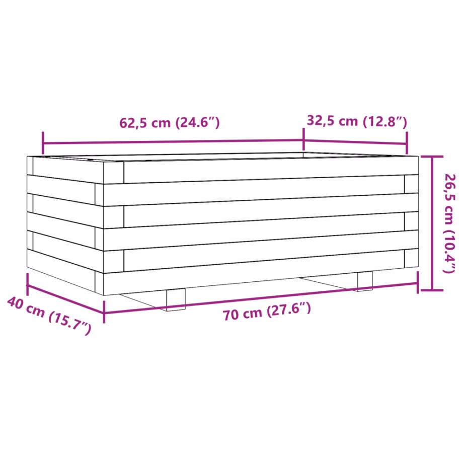 Männipuidust aia taimekast, vahapruun, 70 x 40 x 26,5 cm – 10