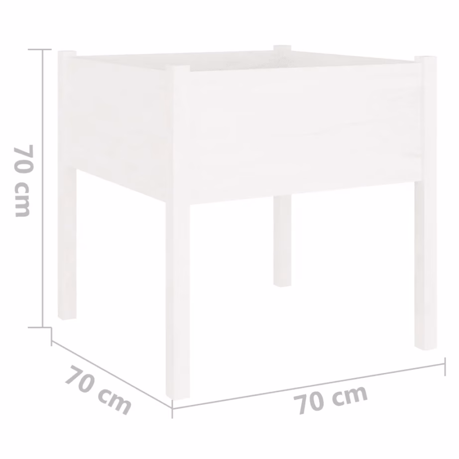 Valge männipuidust aia taimekast, 70 x 70 x 70 cm – 7