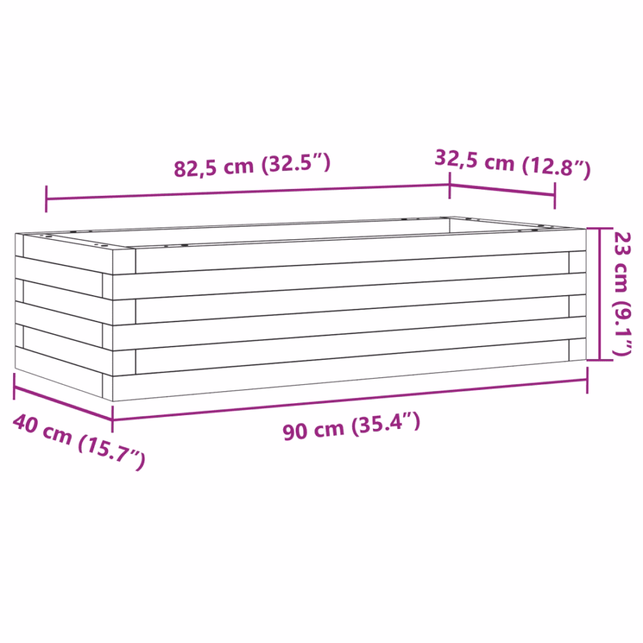 Männipuidust aia taimekast avatud põhjaga, 90 x 40 x 23 cm – 10