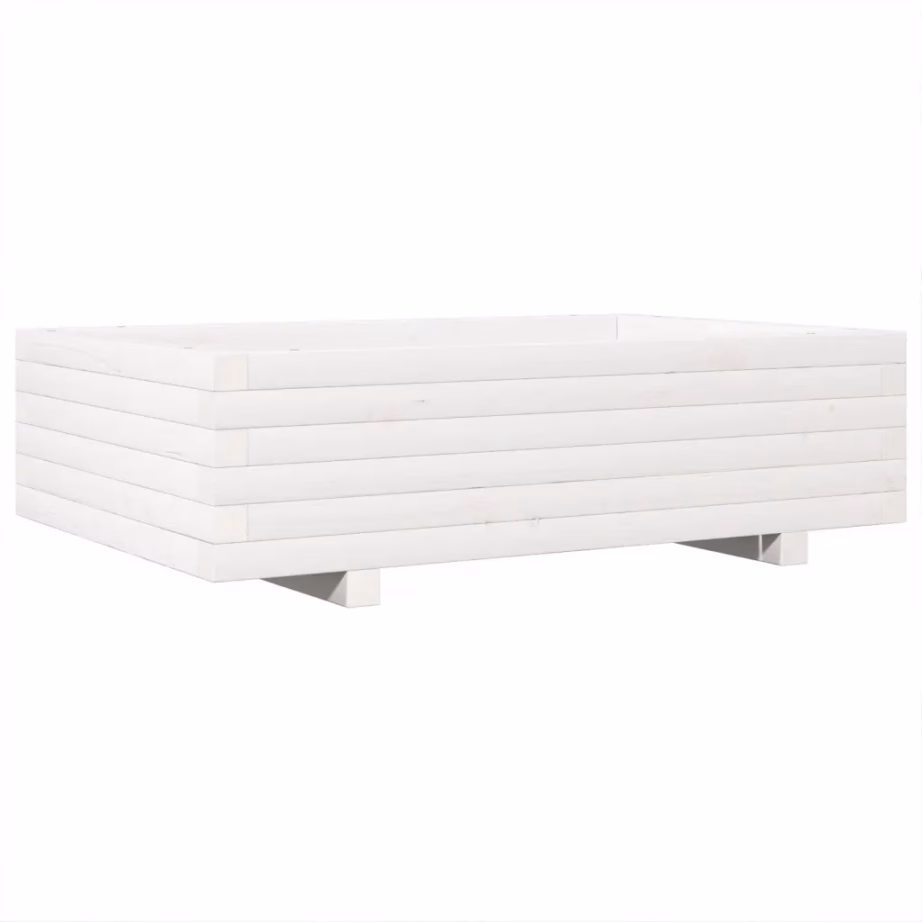 Valge männipuidust aia taimekast, 90 x 60 x 26,5 cm – 7