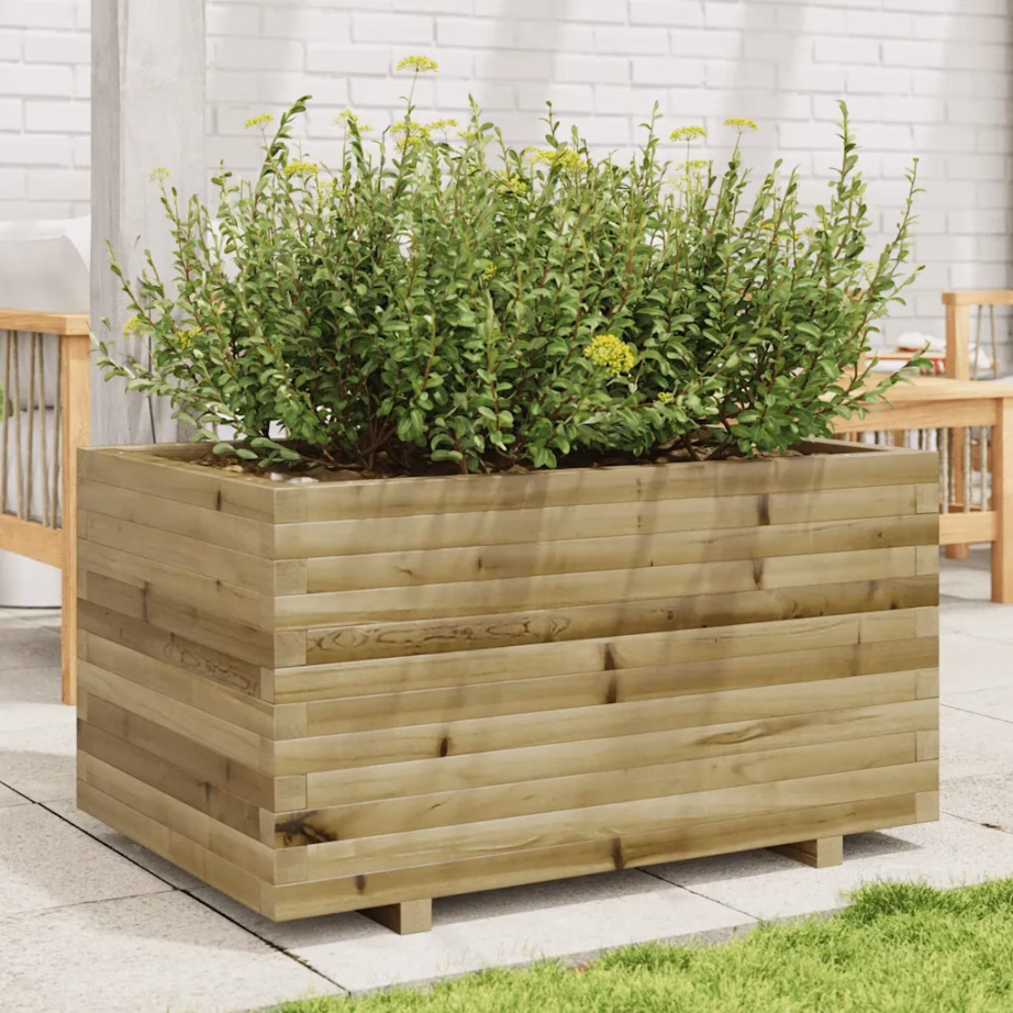Survetöötlusega immutatud männipuidust aia taimekast, pruun, 90 x 60 x 49,5 cm – 3