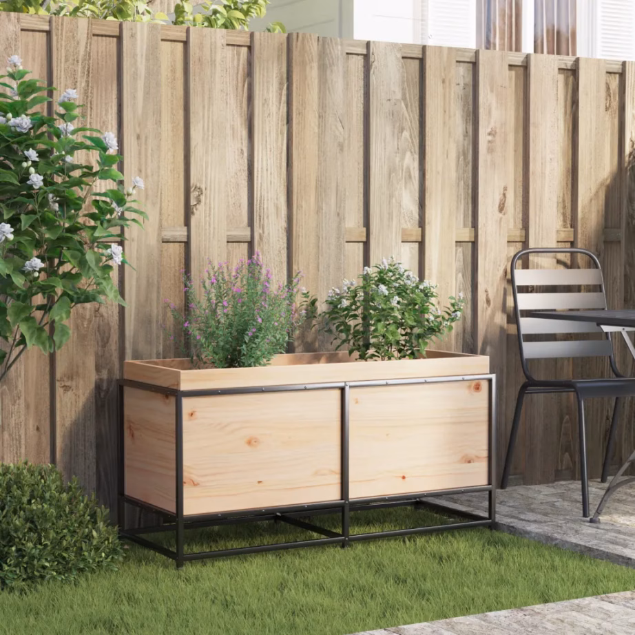 Aia taimekast männipuidust ja terasraamiga, 100 x 40 x 50 cm – 3