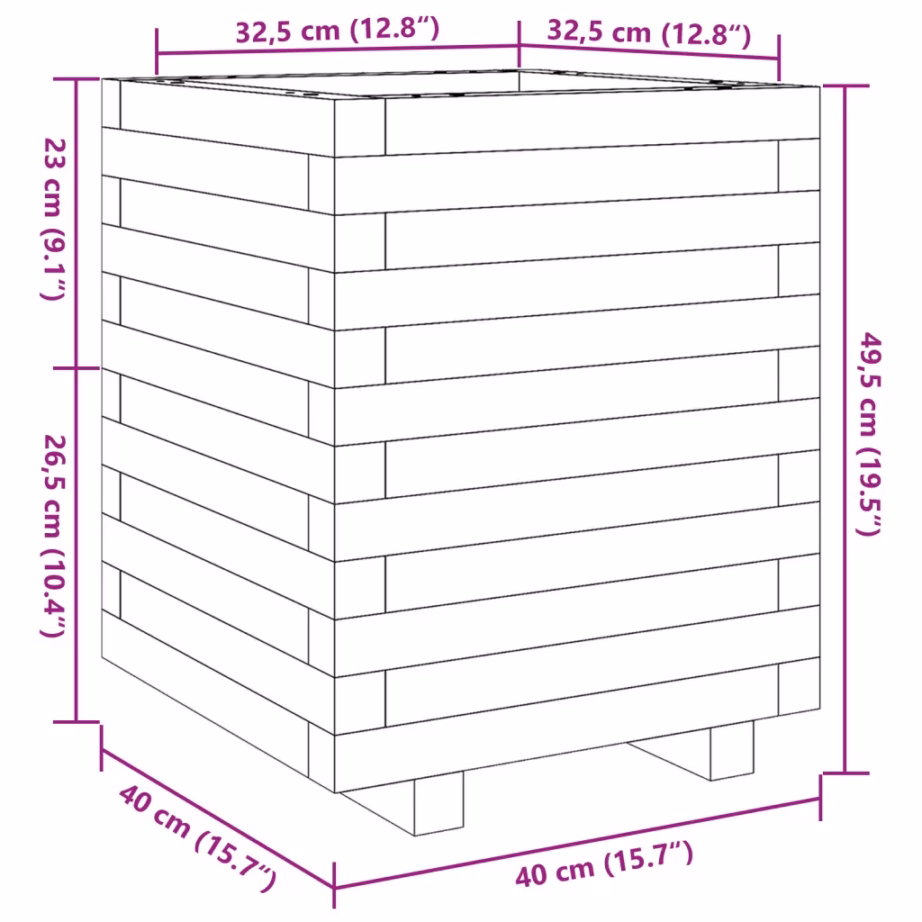 Männipuidust aia taimekast, vahapruun, 40 x 40 x 49,5 cm – 10