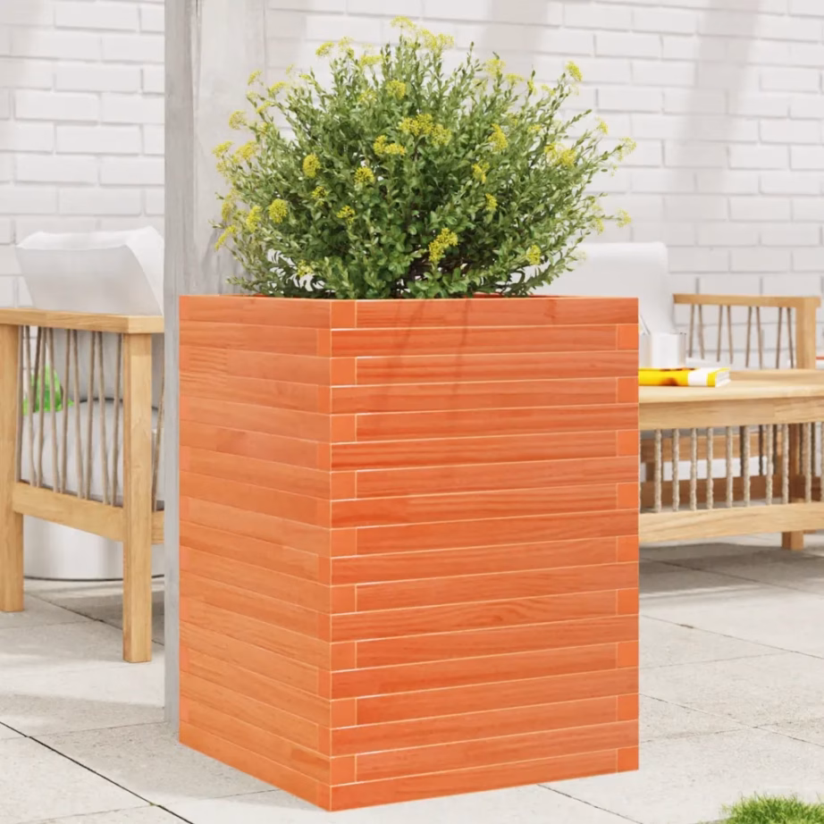 Aia taimekast männipuidust, vahapruun, 50 x 50 x 68,5 cm – 3