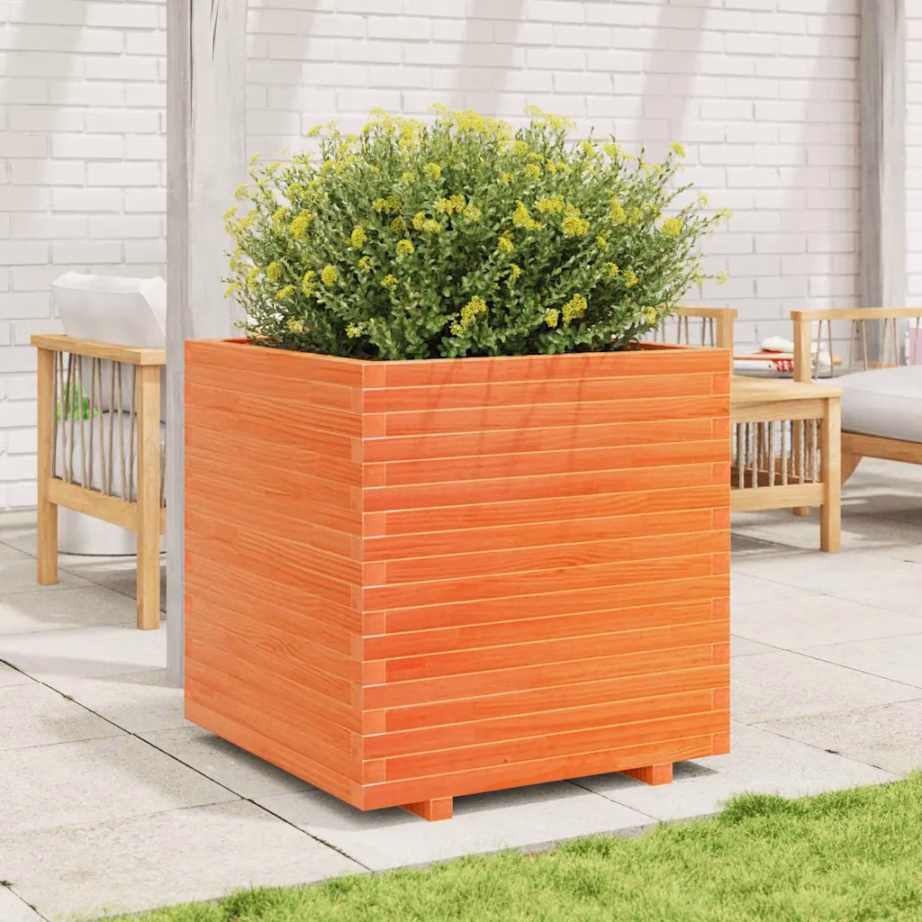 Aia taimekast männipuidust, vahapruun, 70 x 70 x 72,5 cm – 3