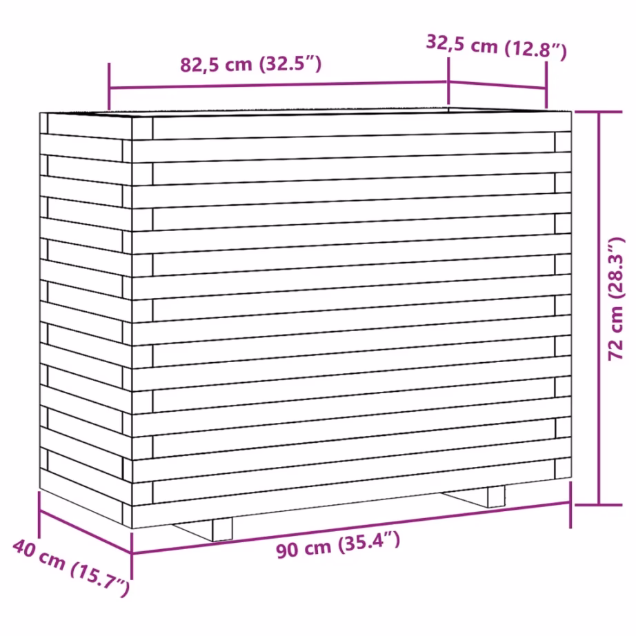 Männipuidust aia taimekast, vahapruun, 90 x 40 x 72 cm – 10