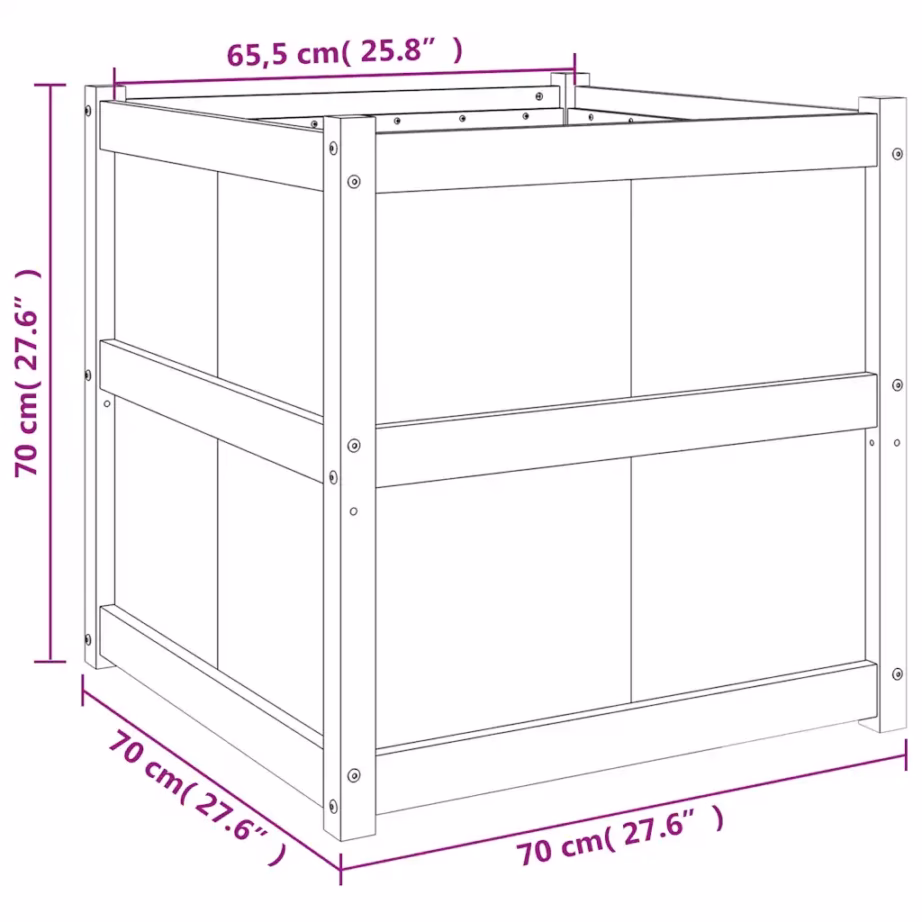 Aia taimekast, männipuidust, valge, 70 x 70 x 70 cm – 11