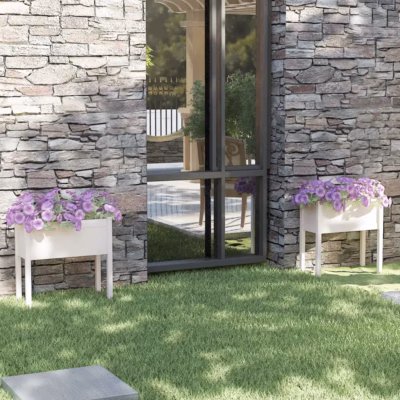 Valged männipuidust aia taimekastid, 2 tk, 70 x 31 x 70 cm