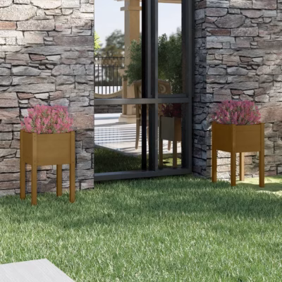 Kõrged aialillekastid, 2 tk, meekarva männipuidust, 40 x 40 x 70 cm