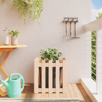 Aiapiirde disainiga puidust taimekast, männipuit, 50 x 50 x 50 cm